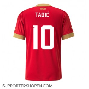 Serbien Dusan Tadic #10 Hemma Matchtröja VM 2022 Kortärmad